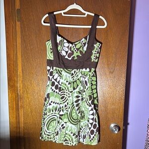 R&M Richards Green, Brown and White Dress